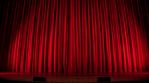 Red stage curtains