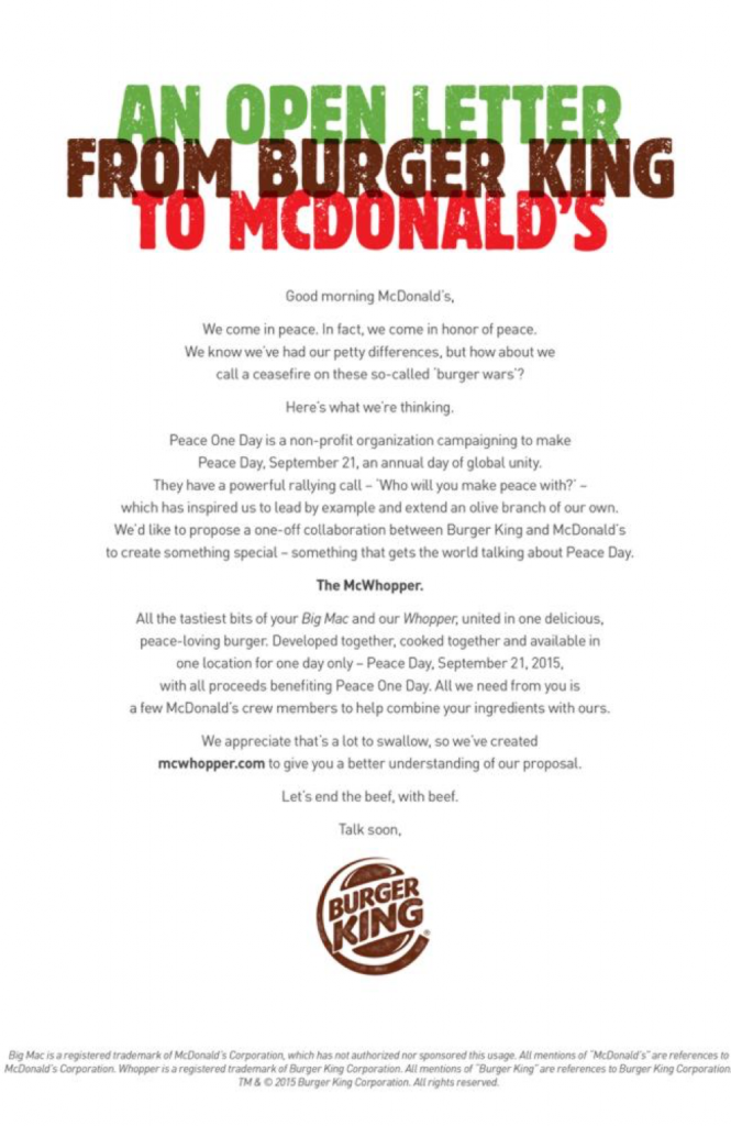 Mcwhopper La Campana Con La Que Burger King Queria Firmar La Paz Con Mcdonald S Agencia Lewis